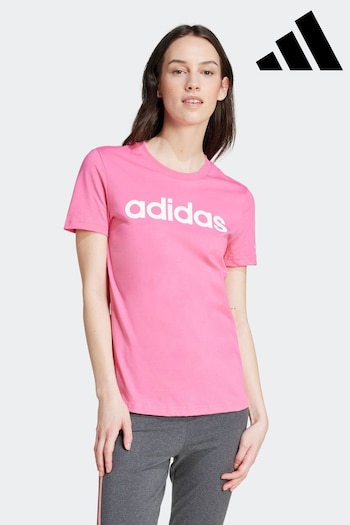 adidas Dark Pink Slim Sportswear Essentials Logo 100% Cotton T-Shirt (K98590) | £18