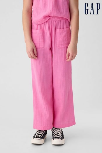Gap Pink Crinkle Cotton Wide Leg Trousers Ermanno (K98628) | £20