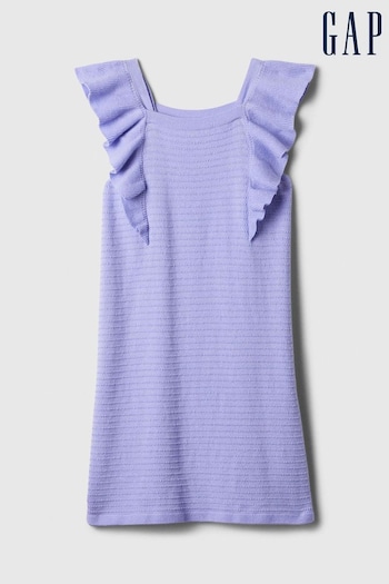 Gap Blue Cotton Knit Ruffle Sleeve Clarkson Dress (K98632) | £25