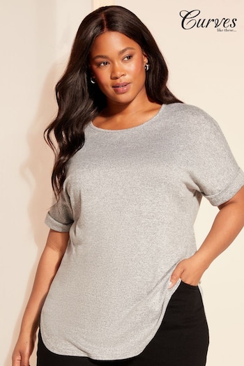 Curves Like These Grey Soft Touch Short Sleeve Tunic Top (K98667) | £28