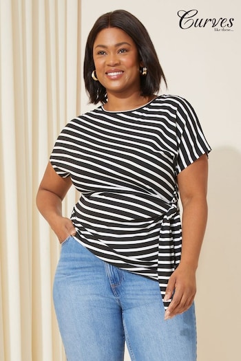 Curves Like These Stripe Soft Jersey Tie Side Tunic Top (K98671) | £32