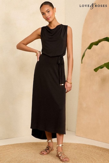Love & Roses Black Premium Jersey Midaxi Dress (K98734) | £48