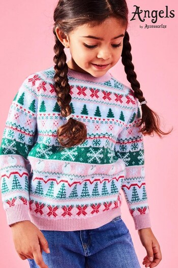 Angels By Accessorize Girls Christmas Fair Isle Multi Jumper (K98789) | £26