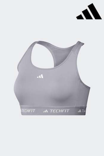 adidas Grey Medium Support Techfit Powerreact Bra (K98968) | £33