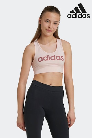 adidas Light Pink Essentials Linear Logo Cotton Bra Top (K99068) | £13