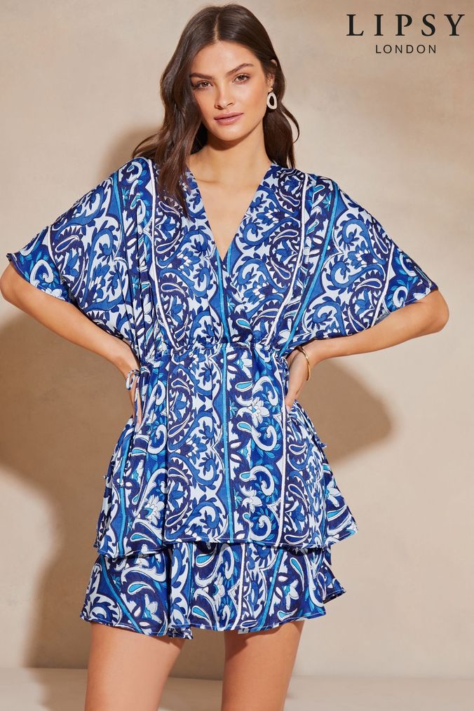 Buy Women s White Lipsy Summer Dress Shirt dusty Dress Holiday Print Dresses Online ParallaxShops Grey cotton crewneck T Shirt dusty two pack from