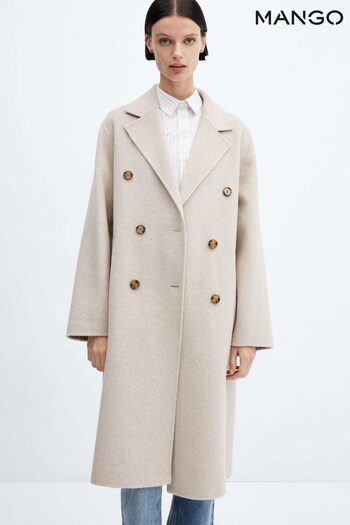 Mango Oversized Handmade Wool Coat with Buttons (K99625) | £140