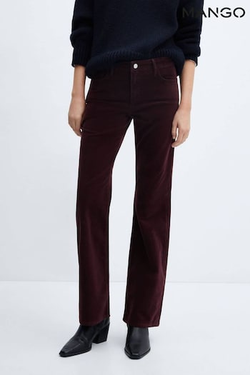 Mango Red Mid-Rise Corduroy Flared Trousers (K99653) | £46
