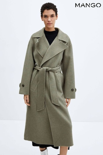 Woollen Green Coat With Belt (K99654) | £200