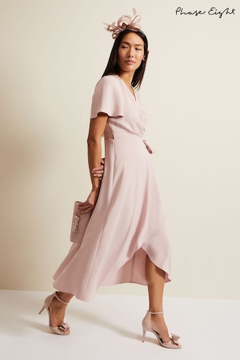 Phase Eight Pink Julissa Frill Wrap Midi Dress (K99732) | £129