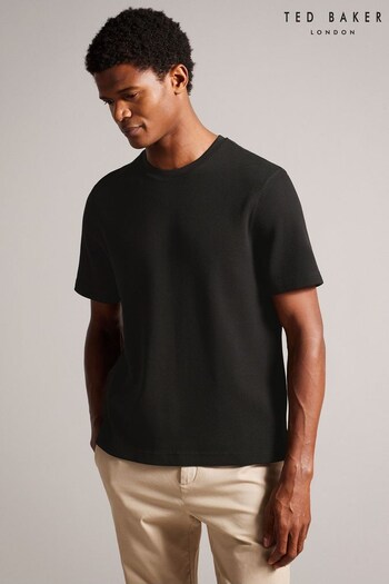 Ted Baker Frute Black Regular Textured T-Shirt (K99981) | £45