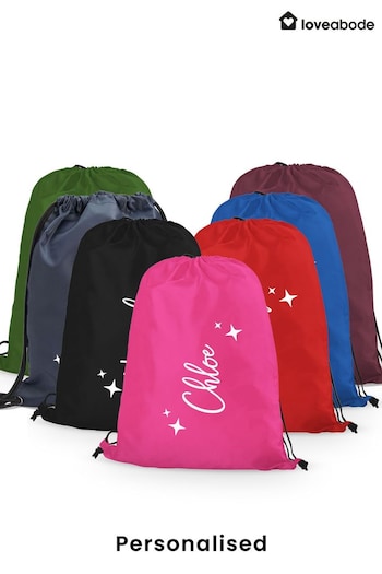 Personalised Name And Stars Sport Drawstring Bag By Loveabode (KC5113) | £12