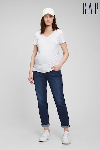 Gap Dark Wash Blue Maternity Over The Bump Girlfriend Jeans (L00890) | £80