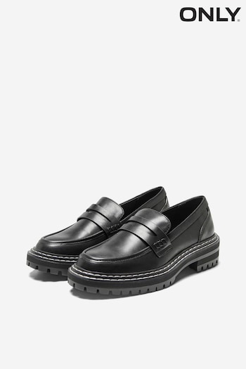 ONLY Black Faux Leather Chunky Sole Loafer (L02807) | £40