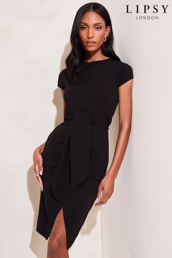 Lipsy Black Tie Waist Bodycon TFNC Dress (L06099) | £38