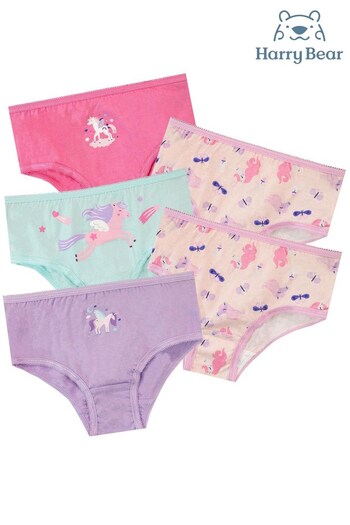 Harry Bear Pink Girls Unicorn Underwear 5 Pack (L06505) | £12