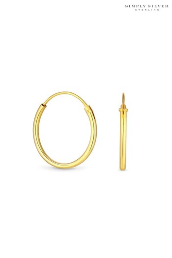 Simply Silver Gold Polished Mini Sleeper Hoop Earrings (L06911) | £12