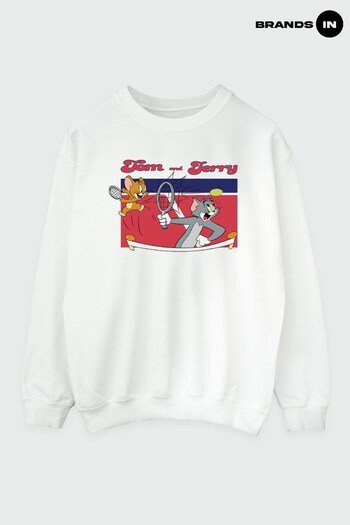 Brands In White Tom And Jerry Mickey Mouse Wimbledon Womens White Sweatshirt (L07866) | £36