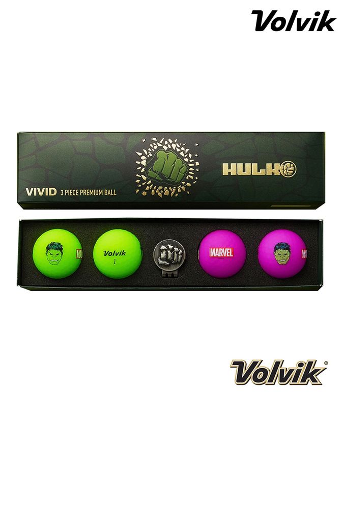Volvik Green & Purple Hulk Marvel Golf Ball + Marker Pack (L11432) | £32