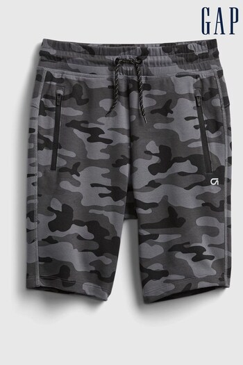 Gap Black and Grey Camo Pull On Zip Pocket Jogger Shorts mia (L14429) | £11