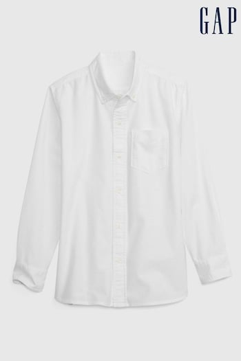 Gap White Organic Cotton Long Sleeve Oxford Shirt (4-13yrs) (L15392) | £25