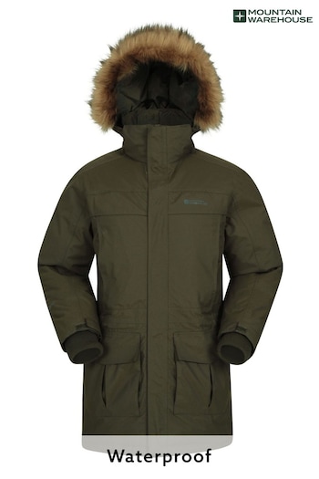 Mountain Warehouse Khaki Green Mountain Warehouse Antarctic Extreme Waterproof Mens Down Jacket (L16524) | £210