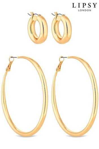Lipsy Jewellery Gold Hoop Earrings - Pack Of 2 (L16991) | £12