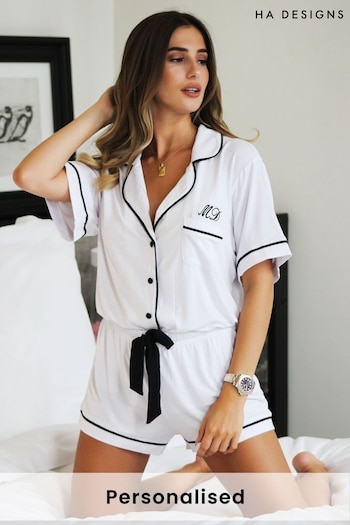Personalised Sleep Jersey Short Sleeve Pyjama Set By HA Design (L17935) | £55
