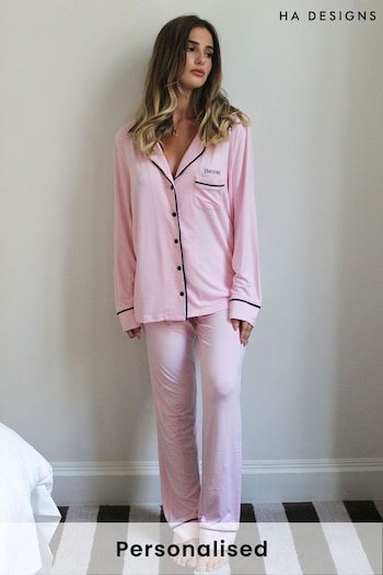 Personalised Jersey Long Sleeve Pyjama Set By HA Design (L17943) | £65
