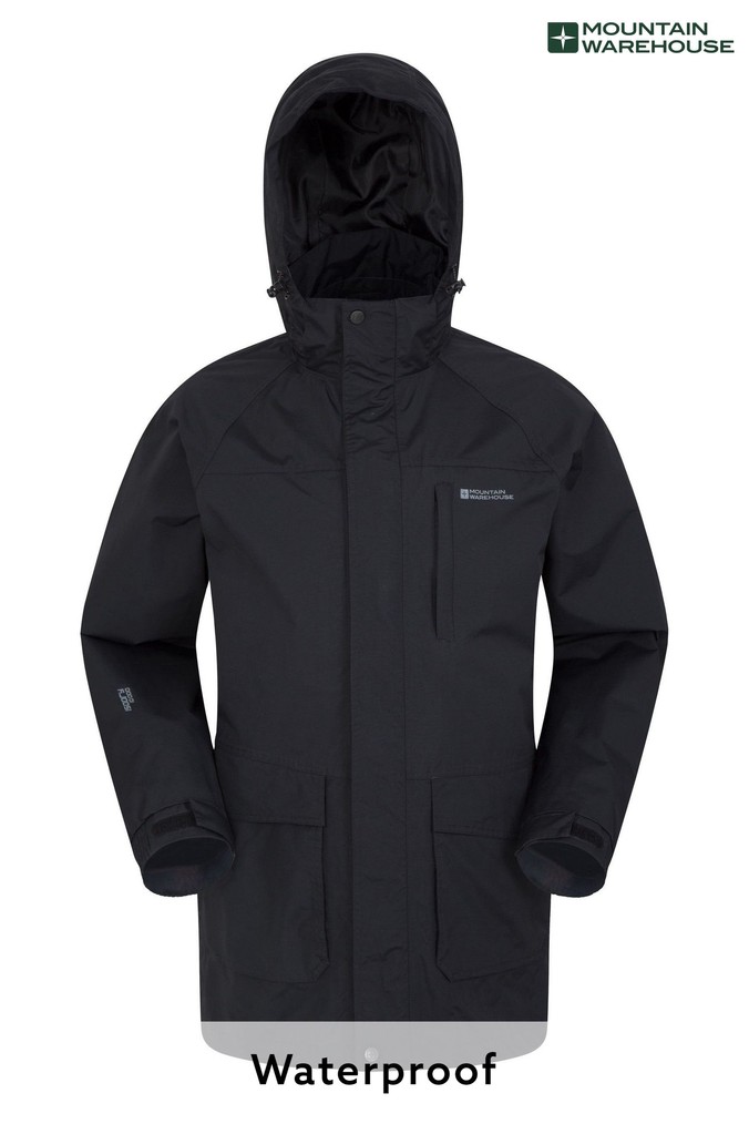 Mountain Warehouse Black Glacier Ii Extreme Mens Waterproof Long Jacket (L18100) | £96