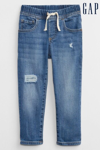 Gap Mid Wash Blue Destructed Pull-On Slim Jeans (L18174) | £15