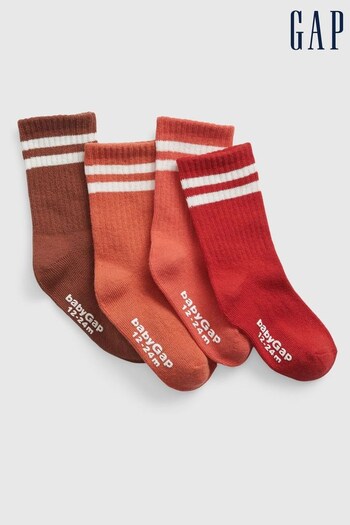 Gap Orange Stripe Organic Cotton Stripe Crew Socks 4-Pack (L18214) | £9