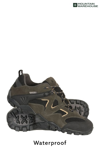 Mountain Warehouse Khaki Green Curlews Mens Waterproof Walking Shoes (L18255) | £77