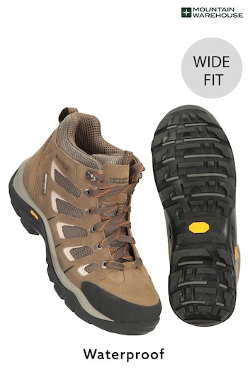 Mountain Warehouse Brown Field Waterproof Mens Wide-Fit Vibram Walking Boots (L18398) | £112