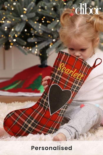 Personalised Red Highland Tartan Christmas Stocking by Dibor (L18409) | £12