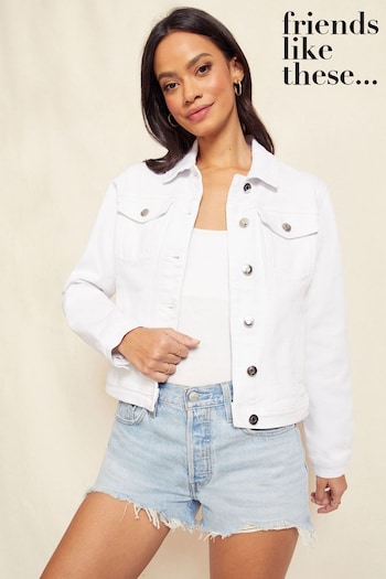 Short Sleeved Sets White Regular Fit Denim Jacket (L18527) | £38