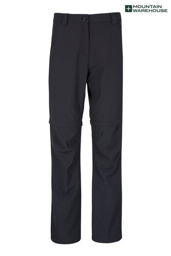 Mountain Warehouse Black Trek Stretch Convertible Mens Trousers (L18552) | £42