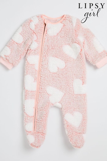 Lipsy Pink Fleece Cosy Sleepsuit (L19268) | £26 - £28