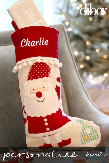 Personalised Red and Cream Christmas Santa Stocking by Dibor (L19285) | £16