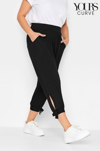Yours Curve Black Jersey Cropped Harem Trousers (L21840) | £22