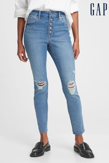 Gap Light Wash Blue High Waisted Ripped Jegging (L22692) | £45