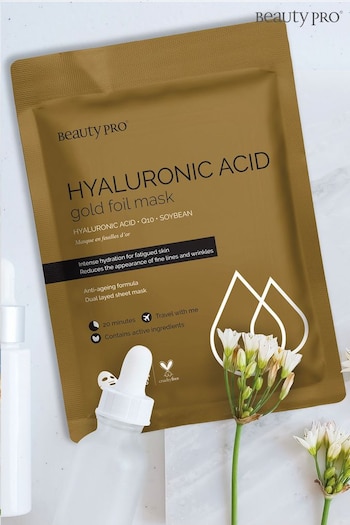 BeautyPro Hyaluronic Acid Warming Gold Foil Face Mask (L26273) | £6