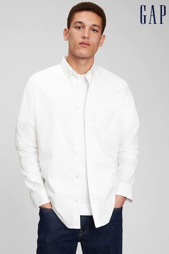 Gap White Poplin Long Sleeve Shirt in Standard Fit (L26423) | £35