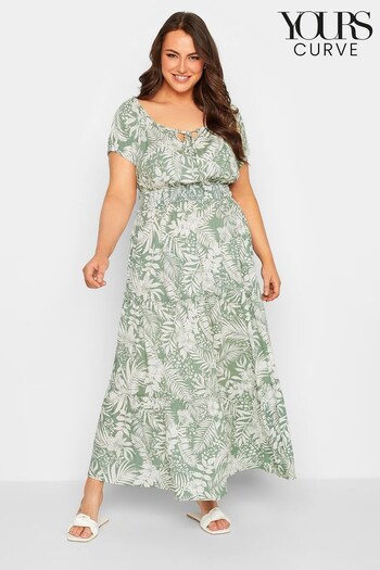 Yours Curve Green Bardot Maxi Dress (L26503) | £37