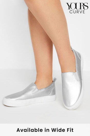 Yours Curve Silver Wide Fit Twin Gusset Trainer (L26638) | £27