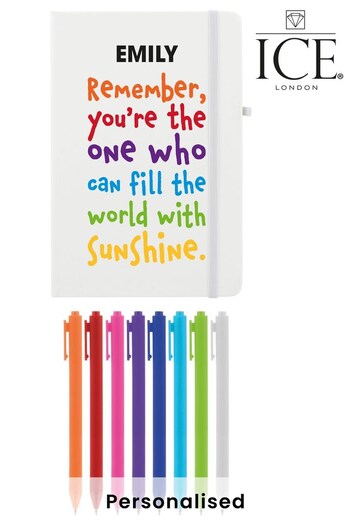Personalised Rainbow Quote Notebook with Set of 8 Pens by Ice London (L29152) | £16