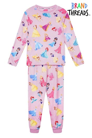Brand Threads Pink Disney Princesses Girls Divine Fleece Pyjama (L29879) | £17