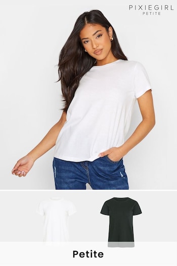 PixieGirl Petite White & Black 2 Pack T-Shirts (L30352) | £22