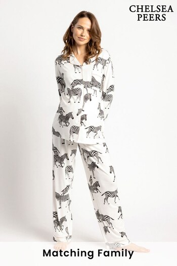 Chelsea Peers Cream Zebra Maternity Button Up Long Pyjama Set (L30857) | £42