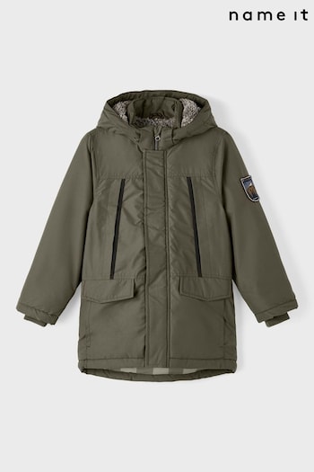 Name It Green Teddy Lined Parka With Detachable Hood (L31536) | £55